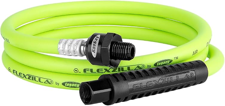Flexzilla HFZ1405YW2B Whip Air Hose 5 Feet | 1/4 Hose I.D. & 1/2" Fittings | Extreme All Weather Flexibility | Heavy-Duty & Lightweight Construction