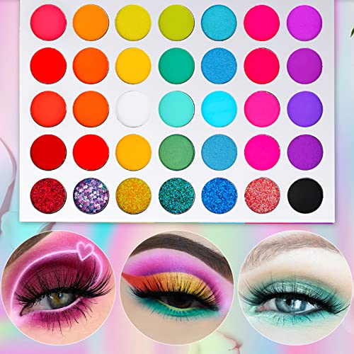 Uiiopjiom 35 Colors Eyeshadow Palette, Matte Shimmer Metallic Eyeshadow Long Lasting,Glitter Eye Shadow, Highly Pigmented Eye Makeup Palette, Kids Makeup Eyeshadow Palette For Girls #TOP3