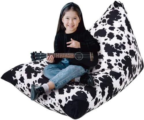Cow Stuffed Animal Storage Bean Bag Chair, Cover Only, Plush Toys Holder and Organizer for Kids, Extra Large Beanbag Without Filling