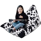 Cow Stuffed Animal Storage Bean Bag Chair, Cover Only, Plush Toys Holder and Organizer for Kids, Ext