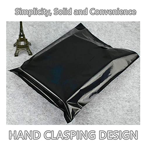 Hryxic 150 Black Merchandise Bags, Large Glossy with Die Cut Handles Plastic Retail Bags, Plastic Shopping Bags for Retail,2 Size,12x15 Inch,9x12 Inch