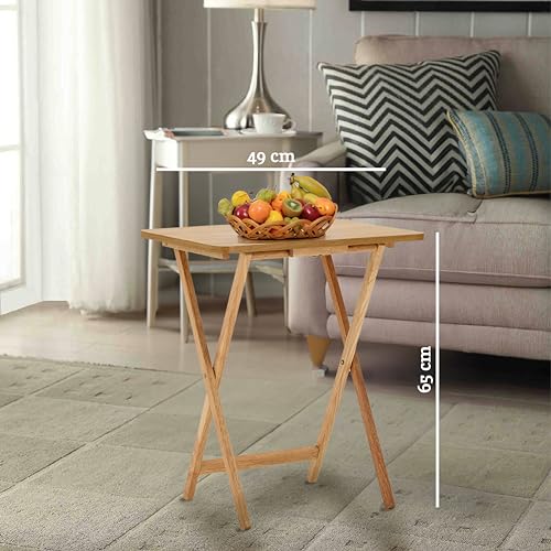 Miniatura 3 de Premier Housewares - Mesa Auxiliar Plegable De Madera, 49 X 39 X 65 Cm, Color Marrón Claro