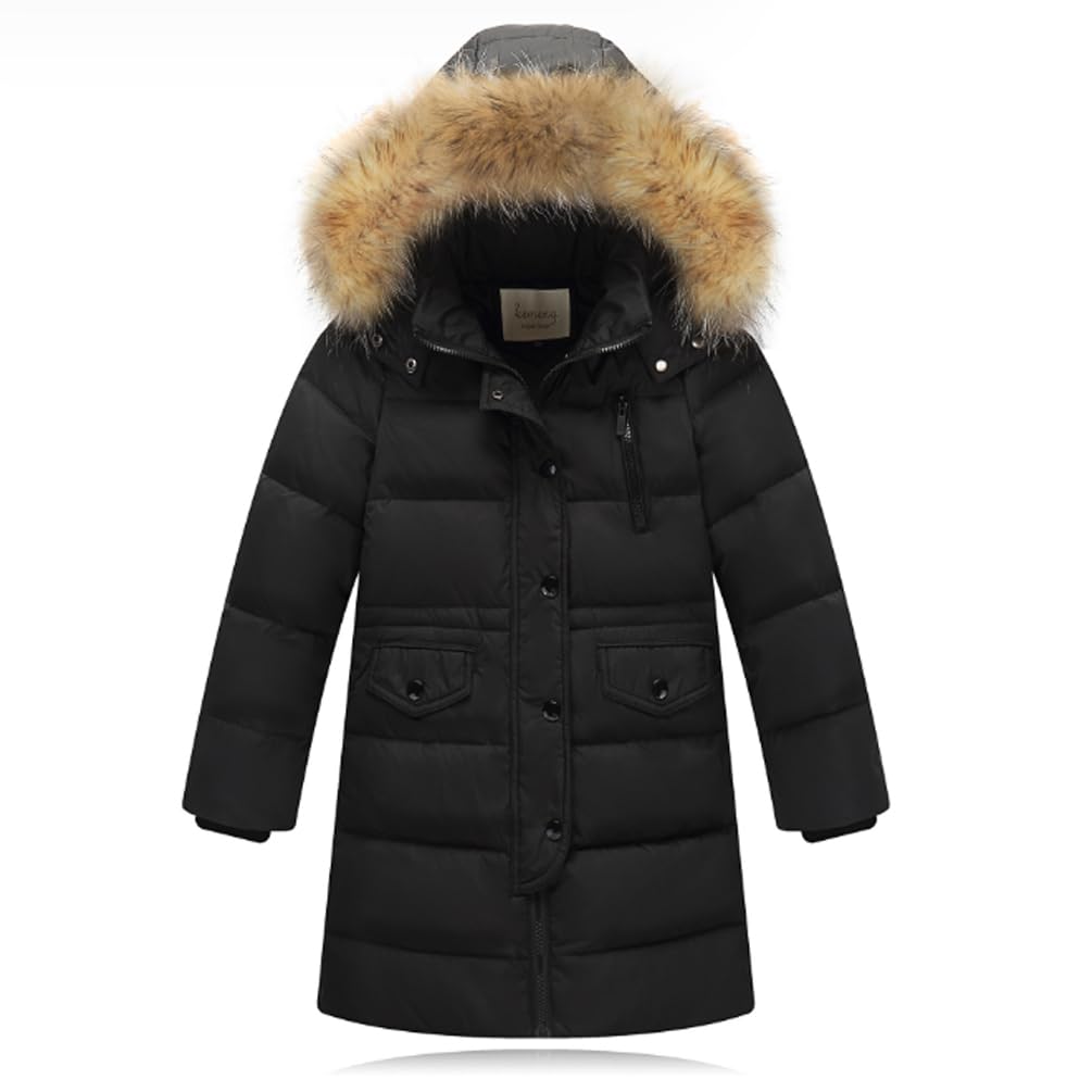 Cappotto Lungo con Cappuccio Invernale da Unisex Ragazzi Giubbotto Trapuntato Incappucciato Piumino 2-15 Anni
