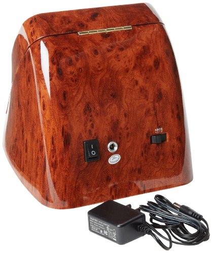 Diplomat Burl Wood Double Watch Winder with Leather Interior and Multi-Setting Smart IC Timer