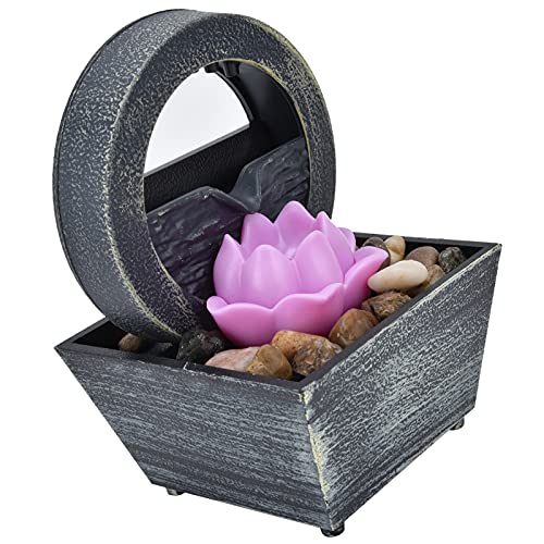 Fuente de Mesa USB, Fuente de Agua de Escritorio de 3V Plástico Compacto Elegante con Piedras para Sala de Estar para Oficina para Dormitorio