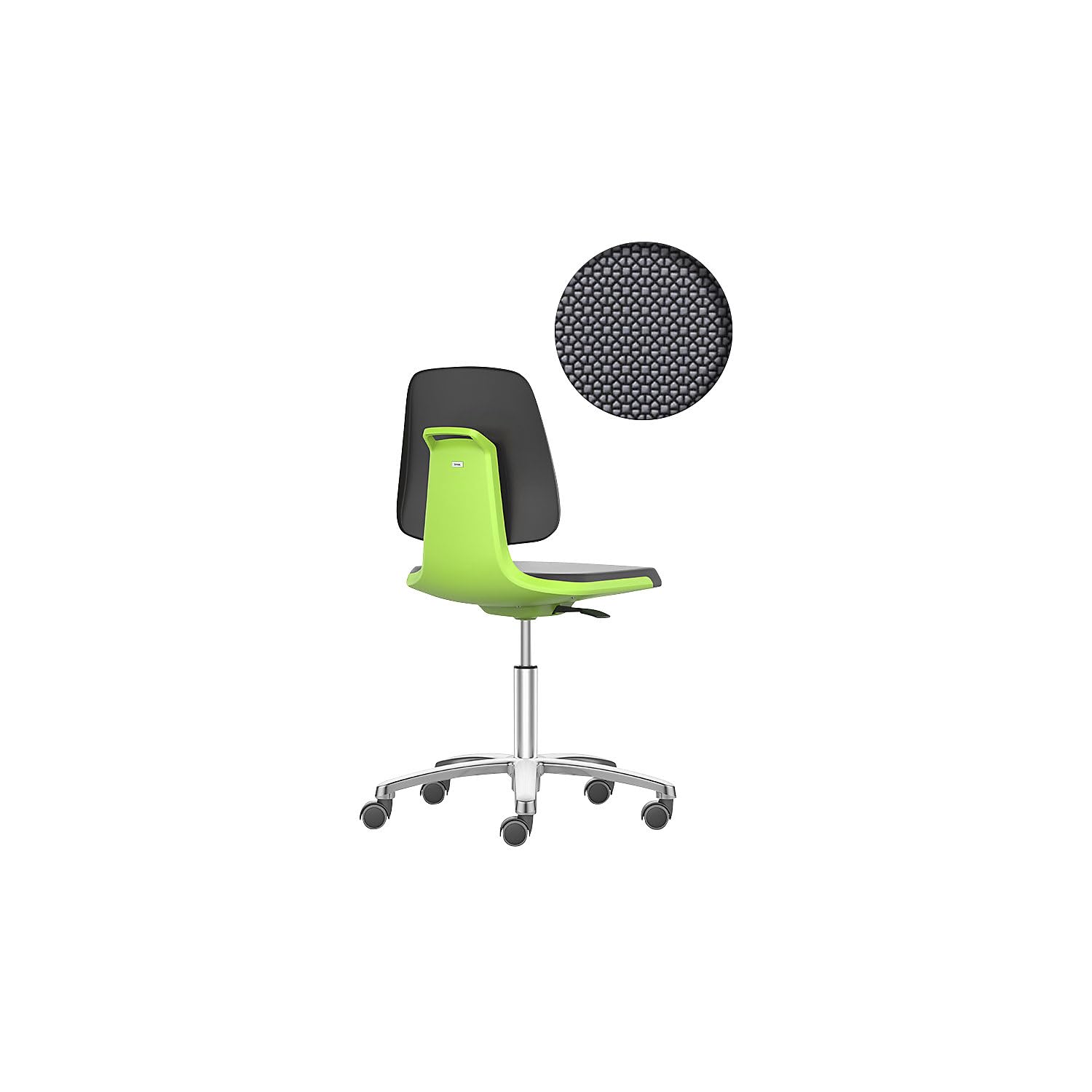 Siège d'atelier LABSIT à roulettes avec assise Supertec robuste et dossier ergonomique vert
