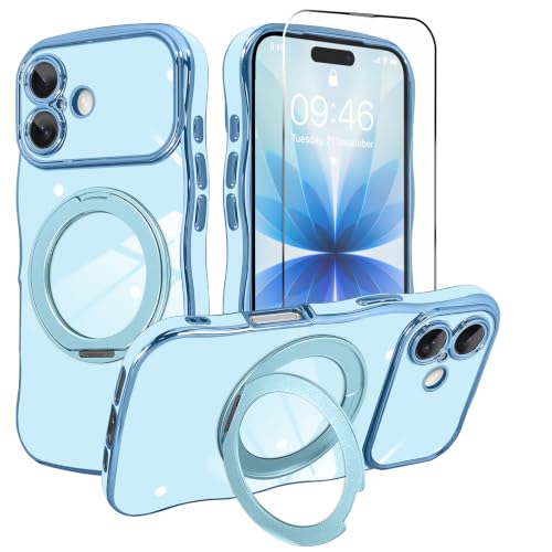 tharlet for iPhone 17 Case Blue with 360° Spin Magnetic Stand