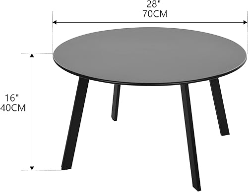 Miniatura 3 de Mesa auxiliar al aire libre, mesa de centro de acero de metal para exterioresinteriores, redonda resistente a la intemperie antioxidante (negro)