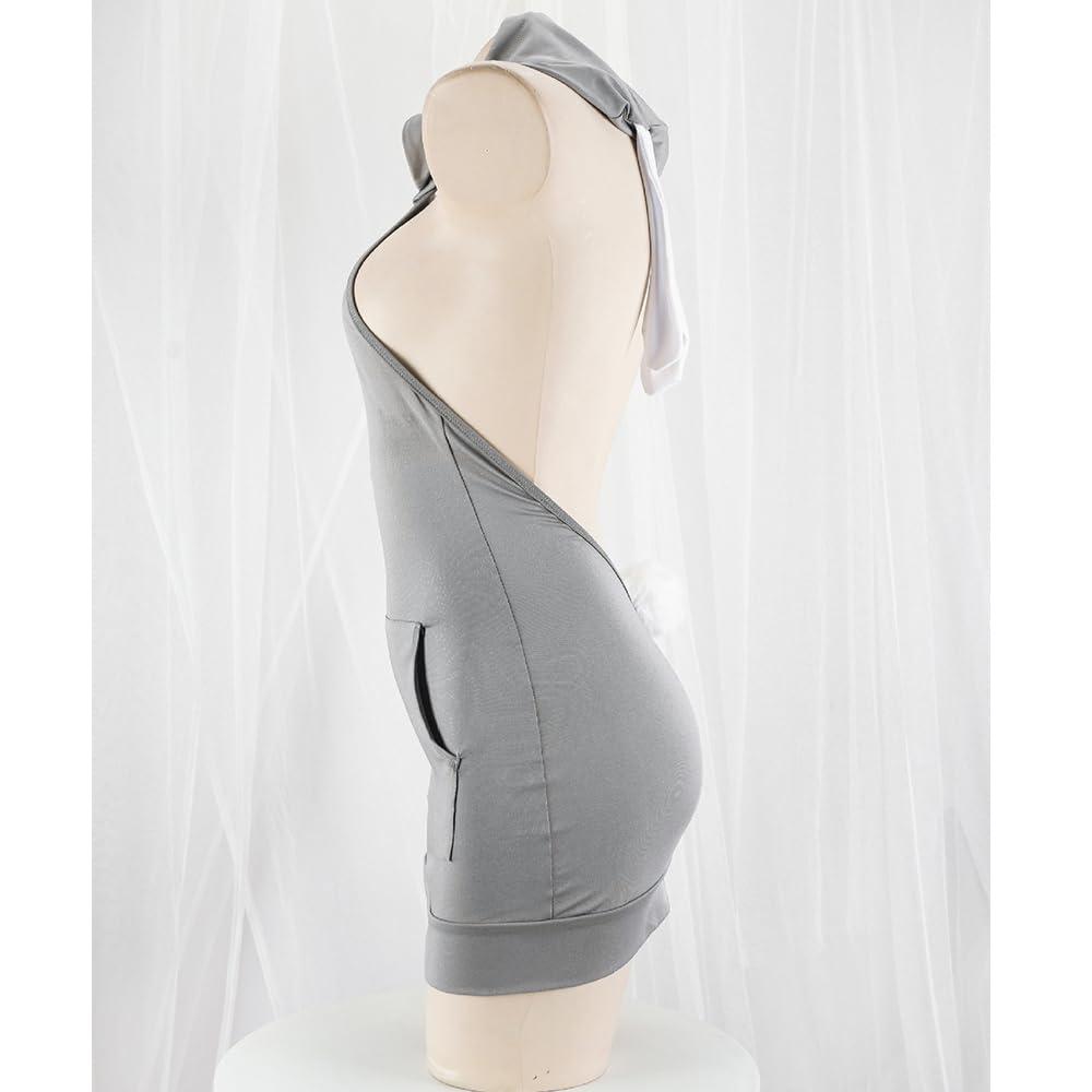 Women's sexy cosplay tight fitting anime cute jumpsuit anime Japanese cute lingerie with hat anchor performance suit: Grey1