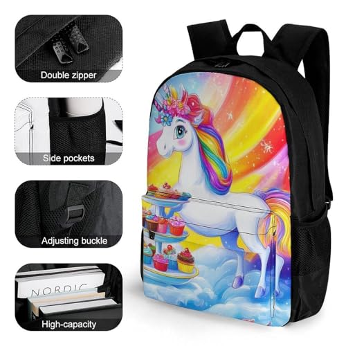 Casual Daypack Multipurpose Anti-Theft Large Capacity Carry On Bag - Cute Cartoon Unicorns Rainbow Art Casual Daypack Climbing Shoulder Bag With Padded Straps3