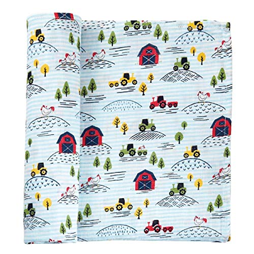 Mud Pie Farmhouse Swaddle Blanket, Multi 47x47 Inch (Pack of 1)