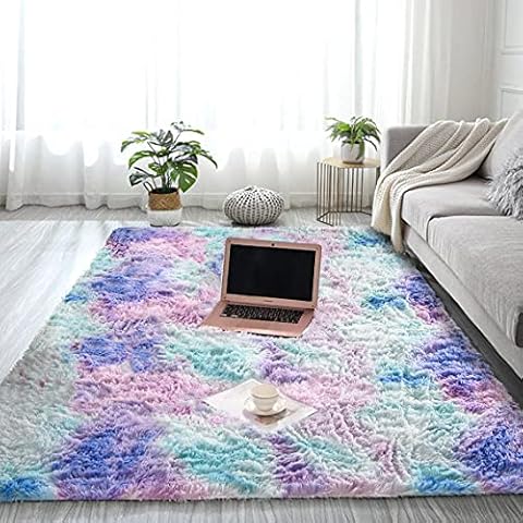 Btargot Soft Nursery Rug for Princess Prince Castle Play Modern Colorful Abstract Area Rugs Anti-Skid Fluffy Rectangular Rug Plush Velvet Home Decorative Carpet Throw Rug(3X5ft) Cover