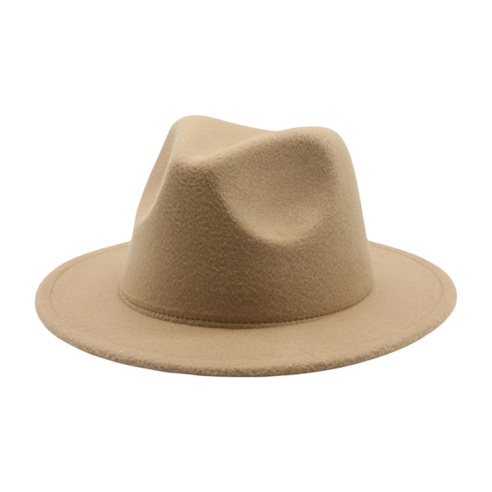 Nsywmzy Kids Cowboy Hat Faux Tweed Classic Wide Brim Felt Western Hat Panama Dress Jazz Hat Cap Suitable 4-10 Years (Camel, 4_years-10_Years)
