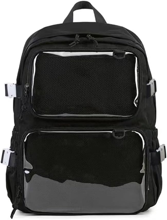 Ita Borsa con Finestre Trasparenti per Donna e Adolescente, Kawaii JK Pin Display Zaino, Estetico, Carino, Grande Borsa Scuola, Zaino Casual Robusto