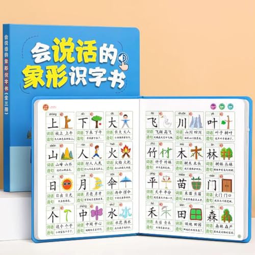 HONGXIAQRP Chinese Flash Cards Chinese Pictogram Flash Cards Learn Mandarin Chinese Characters from Fun Drawing Cards Chinese Pronunciation Literacy Book