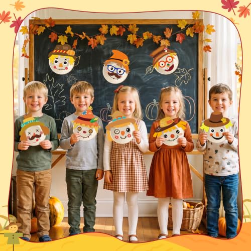 WATINC DIY Fall Scarecrow Thanksgiving Paper Plate Art Kits（18Pcs） - image 5