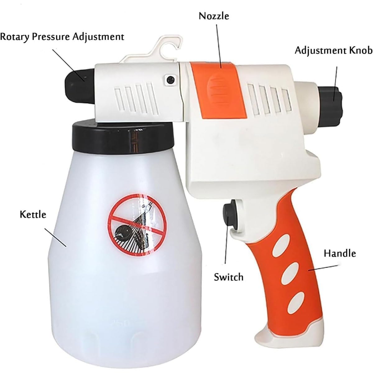 Pistolet de nettoyage textile électrique 65W, pistolet haute pression anti-taches avec buse de pulvérisation à pression réglable, capacité de liquide 750ML pour sérigraphie textile