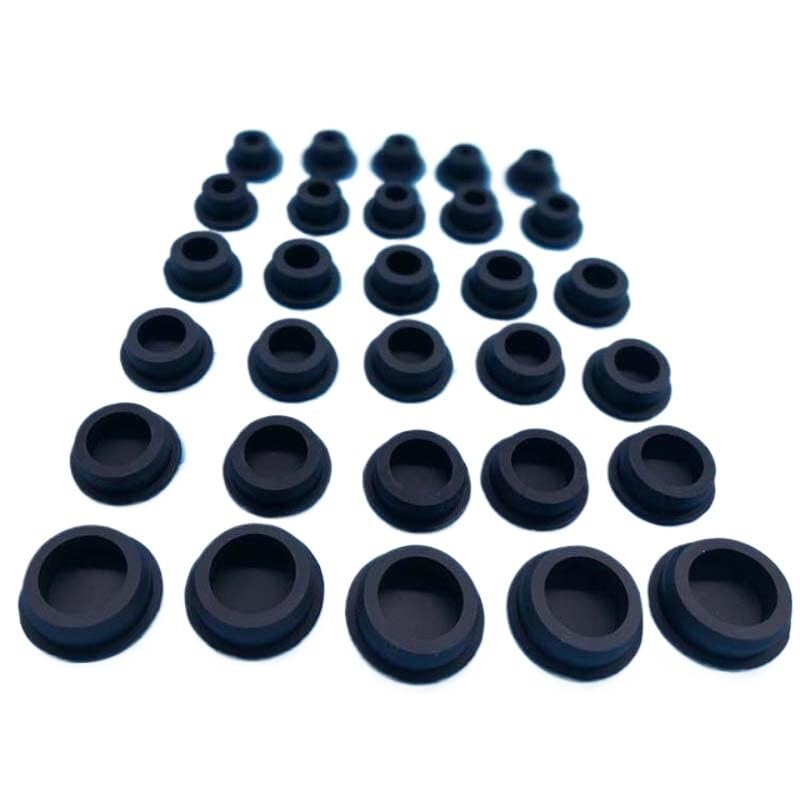 Silicone Rubber Snap-on Grommet Hole Plugs, Bore 6.8mm-201.5mm Black Round Silicone Rubber Seal Hole Plugs Blanking End Caps Seal T Type Stopper Crafts Hobby DIY-A 7.8mm,Black(27mm)