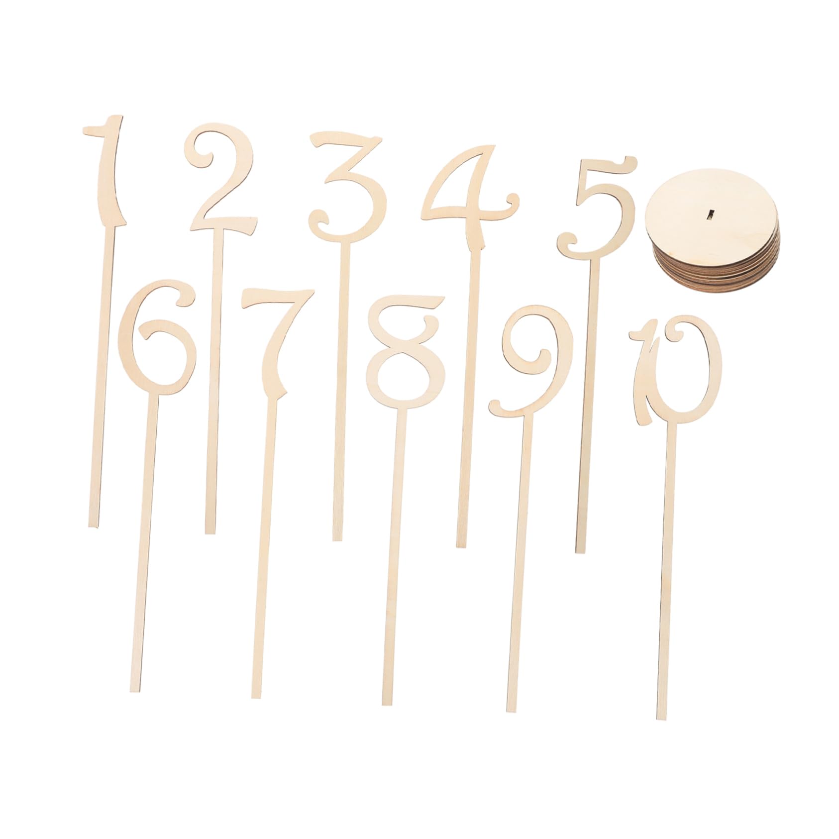 Garneck 10Pcs Wooden Table Numbers with Holder Base - 1-10 Sticks for Wedding Reception Rustic Table Number Signs for Events Parties and Catering Decor