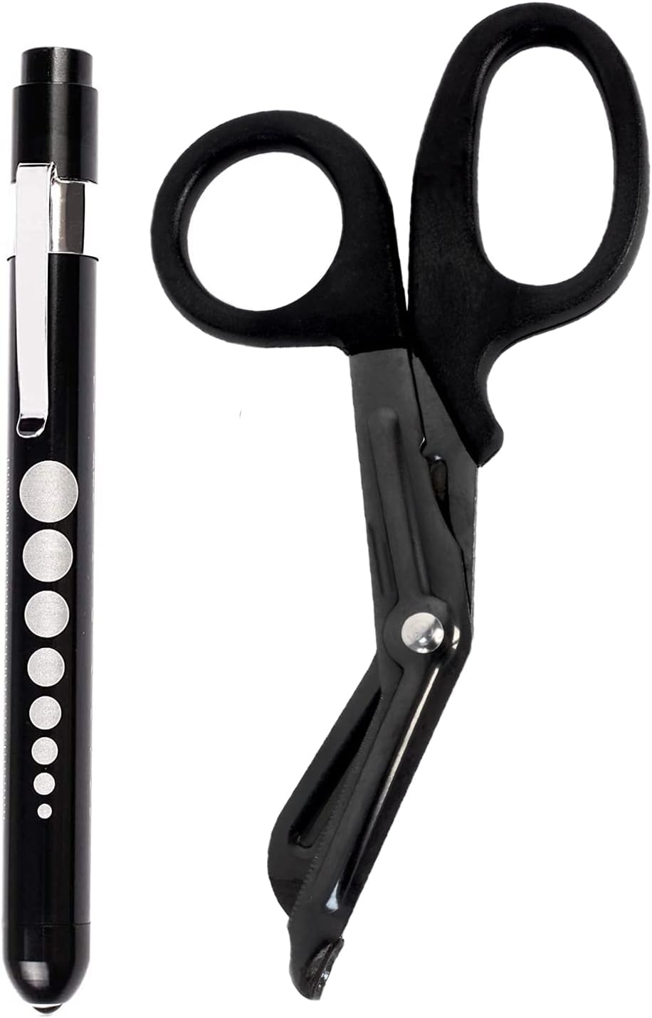 Pen Light and Medical Scissors, LED Penlight with Pupil Gauge and Ruler, Stainless Steel Medical Trauma Shears for Nurses, Doctors, Nursing Students, EMS and EMT