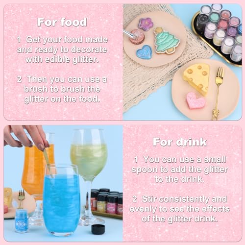 image for SigWong Pink Edible Glitter - 5g Food Grade Cake Decorating Shimmering