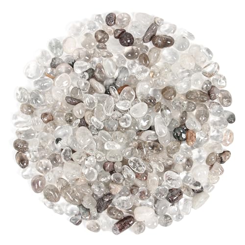 Chips de cristal de Cuarzo Fantasma Verde Piedra triturado natural de 500g, cristales curativos a granel, piedras preciosas de cristal triturado para manualidades, hermoso paquete para regalo