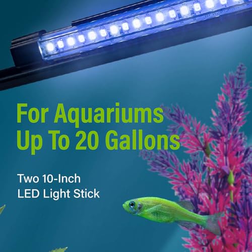 Image of GloFish 10-Inch LED Light Sticks for Fish Aquariums Up to 20 Gallons, 2 Count, with White and Blue LED Lights
