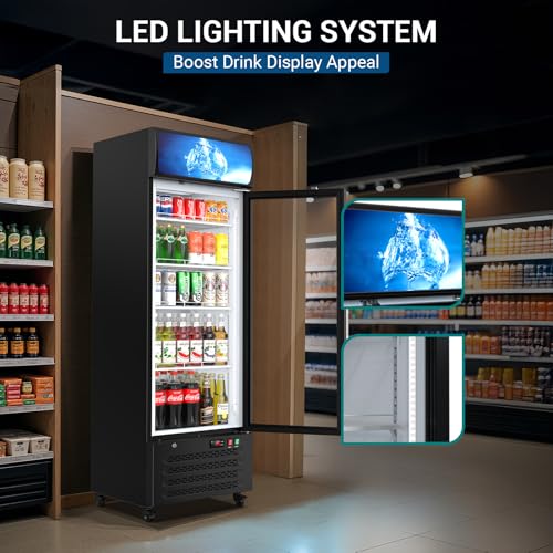ETL & DOE Certified Commercial Beverage Refrigerator 14.8 Cu Ft, Commercial Display Fridge with Glass Door, Upright Merchandiser Refrigerator Cooler with Front LED Light for Stores, Restaurant, Office - Image 7