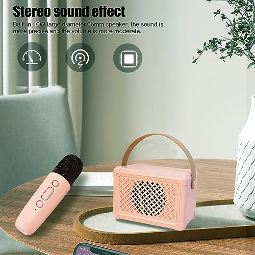 Máquina de karaokê, Alto-falante, 2 Microfones Sem Fio, Bateria Recarregável Portátil, para Camping,