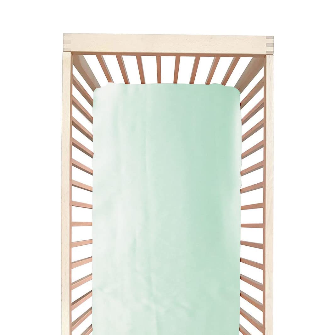 Cozysilk 100% Mulberry Silk Crib Sheet for Baby Hair, Standard Crib Mattress Sheet for Boys & Girls, Soft Smooth Breathable Baby Crib Fitted Sheets 28x52, Aqua Green — image 1