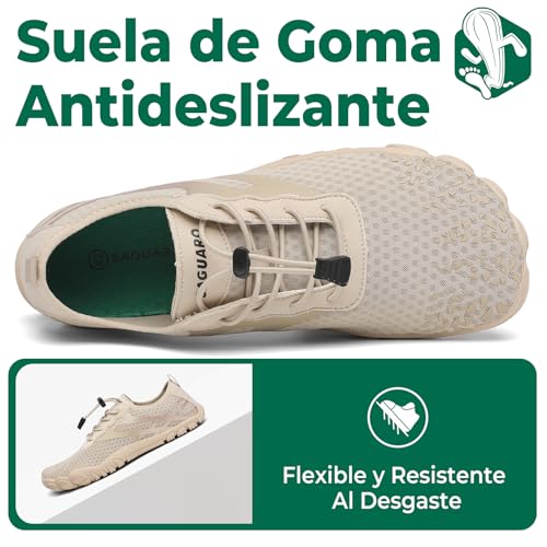 Miniatura 5 de Saguaro Escarpines Mujer Zapatillas Agua Hombre Secado Rápido Barefoot Zapatos De Agua Antideslizante Escarpines Surf Ligeras Zapatillas Minimalistas Para Playa Snorkel Kayak Natación Caqui,Gr.39