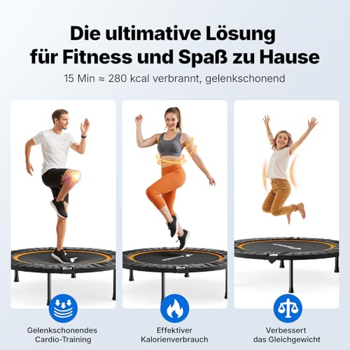 MERACH Mini Trampolin - 102cm/122cm Fitness Trampolin Faltbar, Maximale Belastung 150 KG, Trampoline für Bewegungstraining Leise