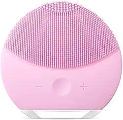 Mini Escova Facial Elétrica de Silicone, Rosa, 8cm x 8cm, com Tecnologia T-Sonic 8000 Vibrações/min, USB, para Limpeza Profunda e Esfoliação