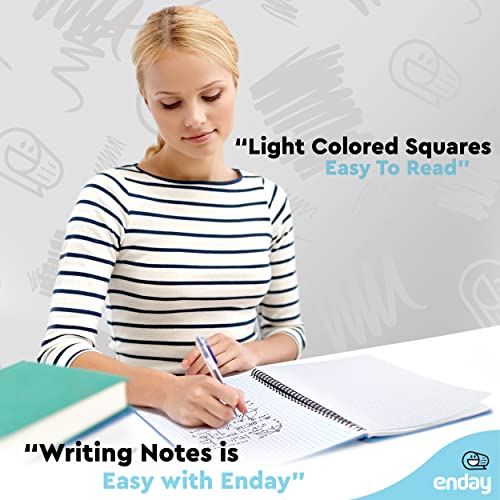 Image of Emraw Quad Ruled Notebook Spiral with 70 Sheets White Paper - Set Includes: Blue, Black, Yellow, & Green Covers (48 Pack)