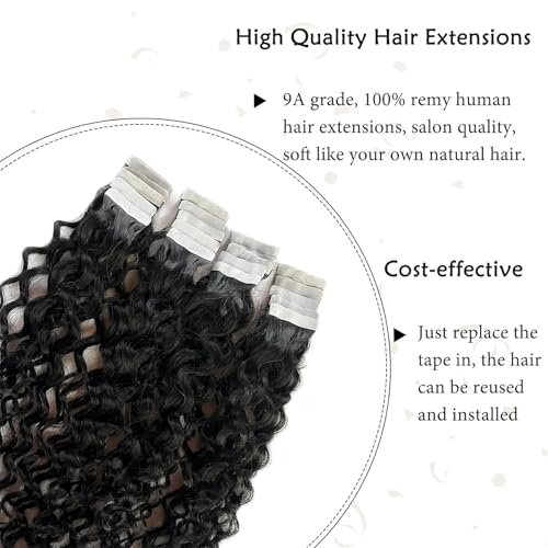 Extensions à ruban adhésif cheveux brésiliens bouclés de 24 pouces de qualité premium