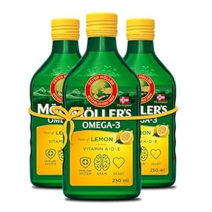 Moller’s ® | Aceite de hígado de bacalao | Complemento dietético con omega-3 EPA, DHA y vitaminas A, D y E | Sabor Limón | 250 ml x 3