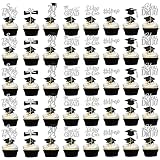 Graduation Cupcake Toppers 2023 Silver,Glitter Class of 2023 Cupcake Toppers Supplies,Class of 2023