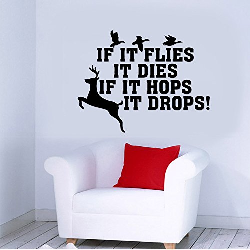 Deer Buck Duck Goose Hunting Removable Wall Sticker Art Home Office Room Mural Decor Vehicle Car Truck Window Bumper Graphic Decal- (6 Inch) / (15 Cm) Wide Matte Black Color #TOP22
