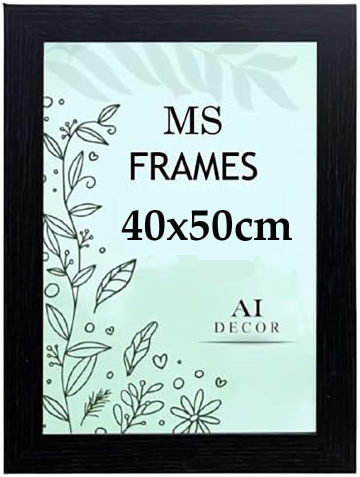 AI Decor Black 40x50 cm (15.7x19.7 Inch) Poster Frame - Clear Acrylic Display Picture Frame MDF Wooden Portrait/Panoramic - Flat Wall Mount Hang Hooks — image 1
