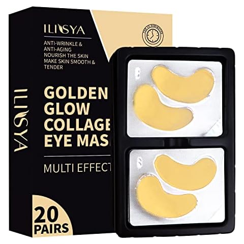 Golden Collagen Under Eye Patches Multi-Effect Anti-Wrinkle Eye Mask Anti-Ageing Eye Patch for Fine Lines Nourishing Smooth Eye Gel Pads - 20 Pairs Cover