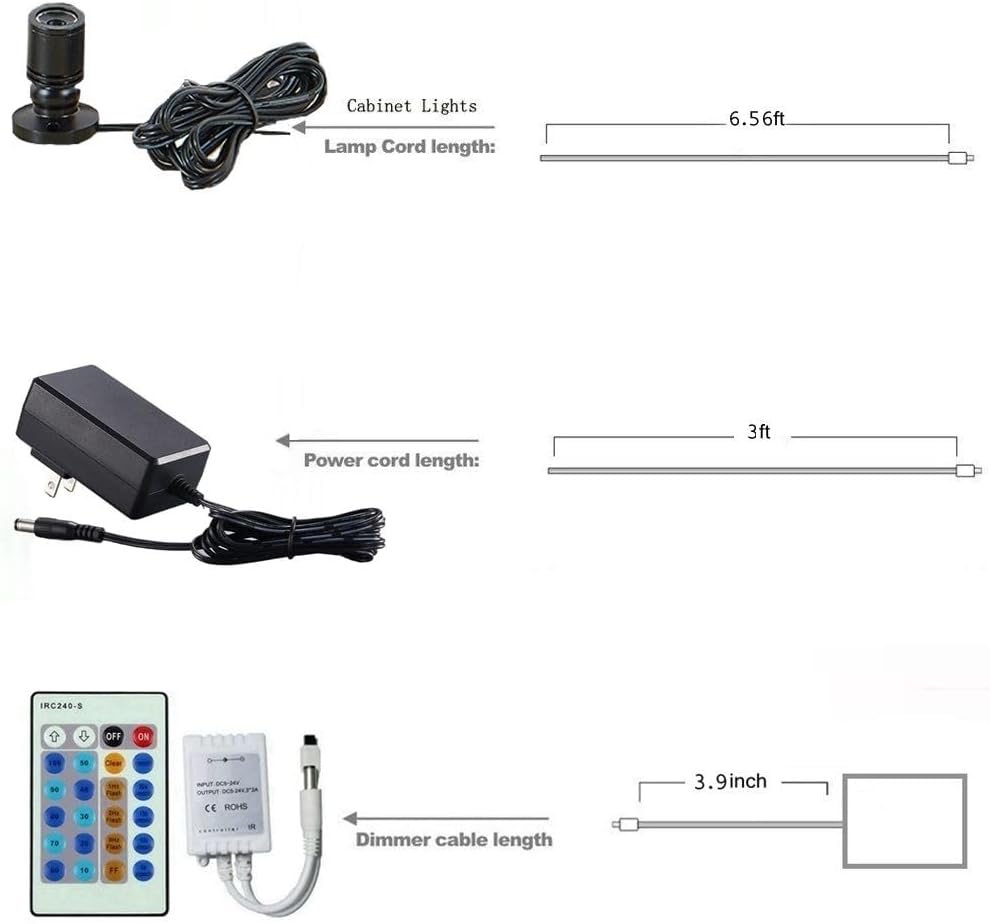 Xking 1.5W 12VDC Dimmable LED Mini Spotlight Jewelry Showcase Display Lights Black Shell Surface Mount with Wireless IR Dimmer (Pack-12,Cold White)