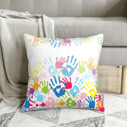 Housse de coussin en velours côtelé imprimé main pour grand canapé chic - 8