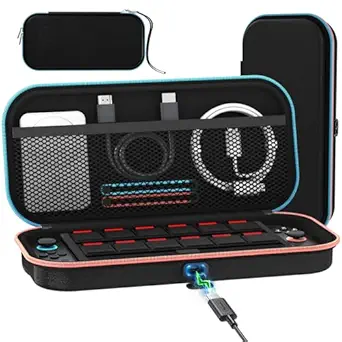 ivoler Charge inside Carrying Case for Nintendo Switch 2 Console 2025, Travel Case with Charging Cable Port, Holds 12 Game Cards Cartridge for Switch 2 Accessories– Black