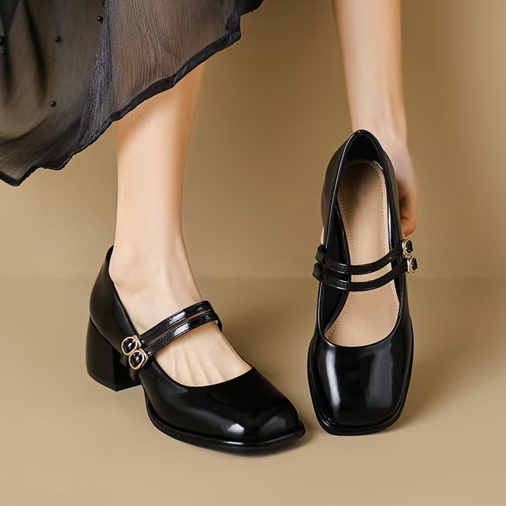 Stunner Women's Chunky Low Block Heel Dress Shoes Mary Janes Heels for Women Comfortable Closed Toe Work Pumps 2