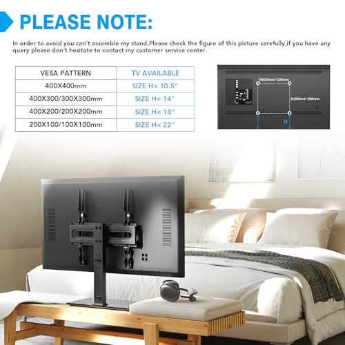 Universal TV Stand - Table Top TV Stand for 27-60 inch LCD LED TVs - 9 Level Height Adjustable TV Base Stand with Tempered Glass Base & Wire Management, VESA 400x400mm by Hemudu - Image 8