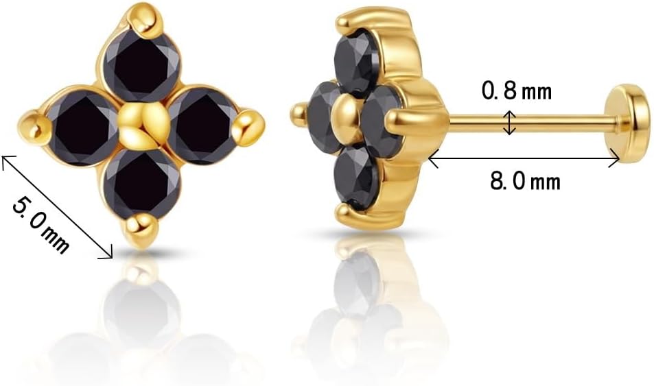 FANSING Birthstone Flower Earring Cubic Zirconia Flat Back Earrings for Women Small Stud Earrings for Cartilage Helix - Image 2