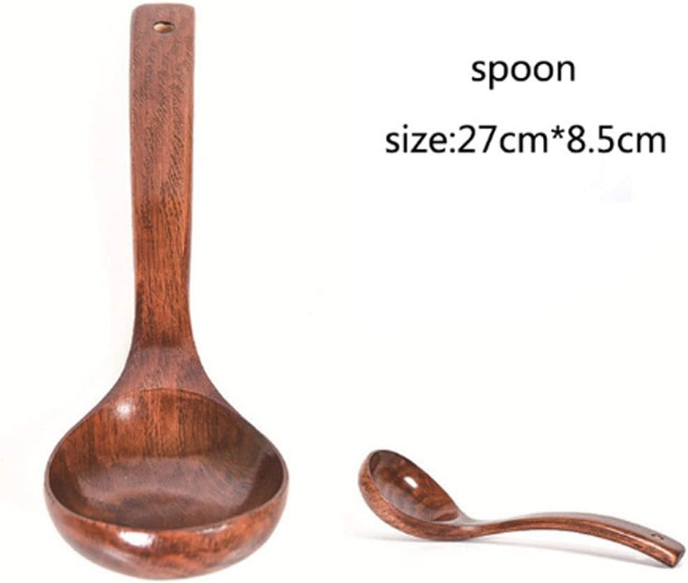 Old lacquered wooden spoon non-stick spatula long handle rice household kitchenware set
