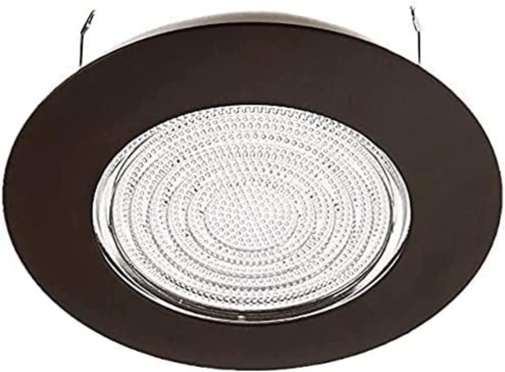 Four-Bros Lighting 6" Inch Fresnel Glass Shower Trim with Oil Rubbed Bronze Metal Trim, 60 Watt Max., for Wet Locations, Shower Can Light Trim, UL Listed, Bronze (Pack of 2)