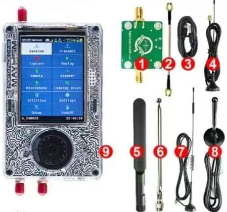 PortaPack H4M+ HackRF R10C & Mayhem Signature Edition | 1MHz–6GHz Open-Source Hardware Development Kit | Transparent Case + Multiple Antennas, Amplifier, Speaker, Battery & Cables for Electronics