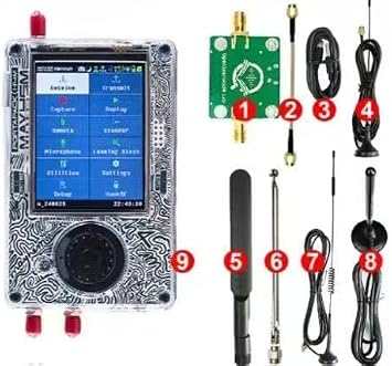 PortaPack H4M+ R10C kit & New Mayhem Signature Edition | Open-Source Hardware Development Kit | Transparent Case + Multiple Antennas, Amplifier, Speaker, Battery & Cables for Electronics